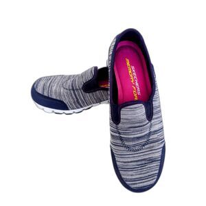 NEW Women's Skechers Memory Foam Blue Gray Slip On Loafer Shoes Size 8 NWT